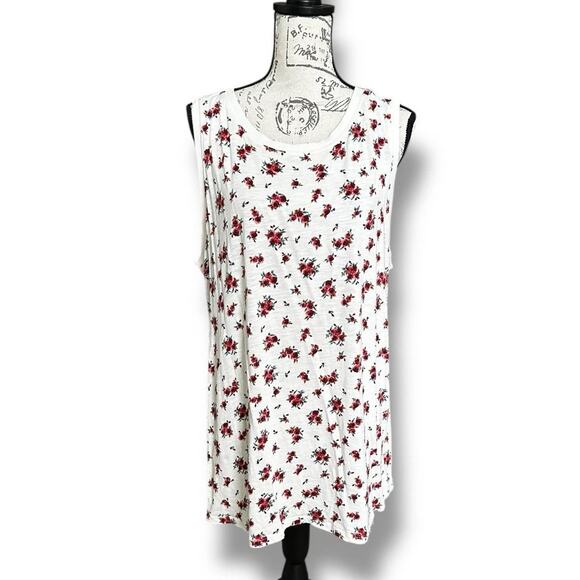 Torrid Super Soft White Rose Print Crewneck Slub Jersey Tank Top Size 2X - Picture 2 of 5